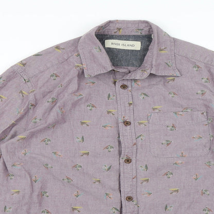 River Island Mens Purple Animal Print   Button-Up Size S
