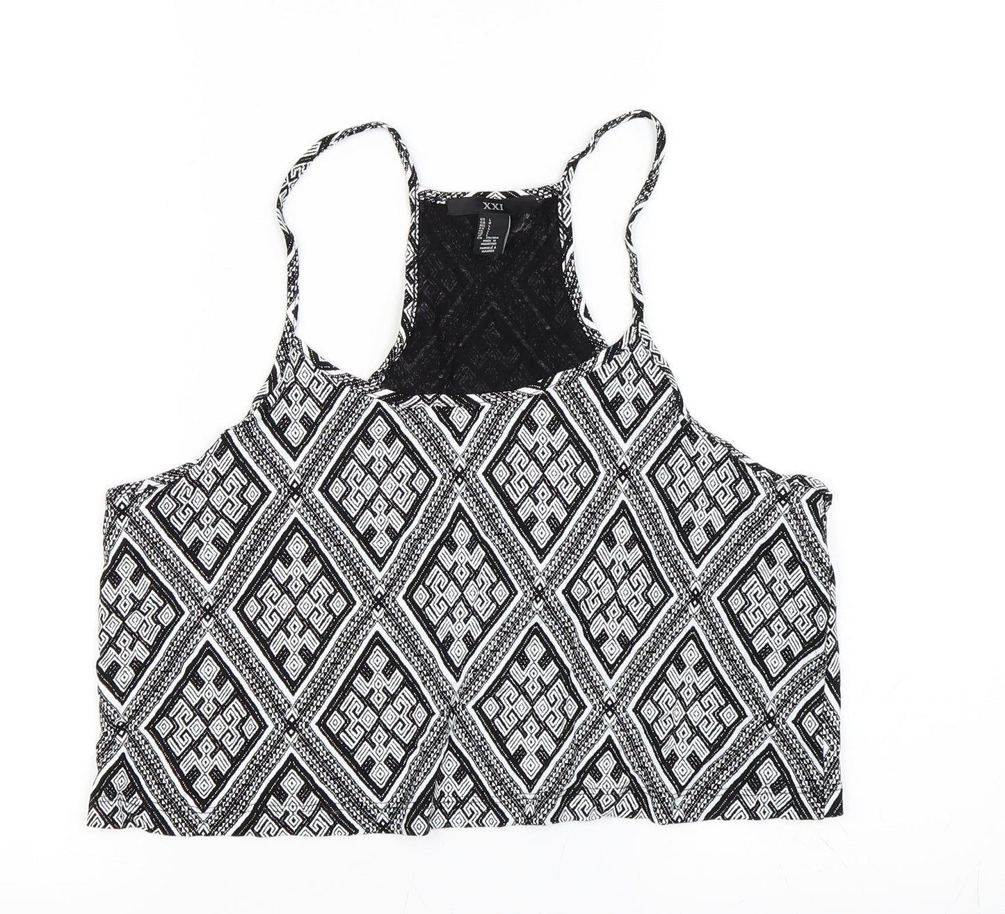 XXI Womens Black Geometric  Cropped Tank Size L