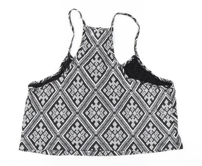 XXI Womens Black Geometric  Cropped Tank Size L