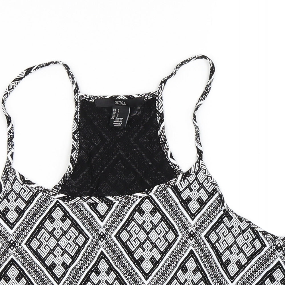 XXI Womens Black Geometric  Cropped Tank Size L