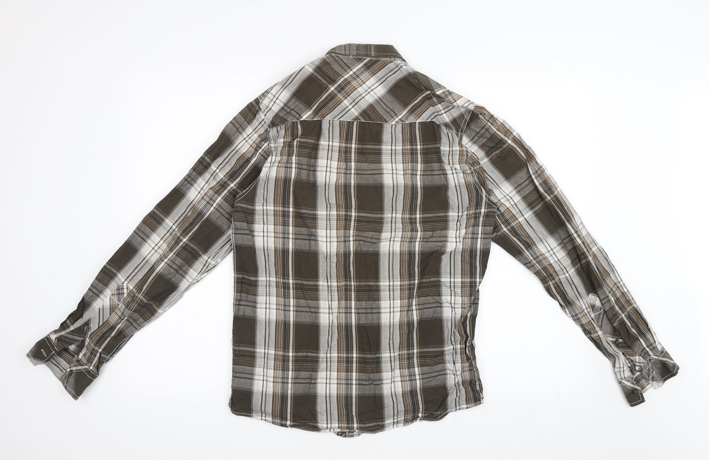 Urban Spirit Mens Brown Check   Button-Up Size S