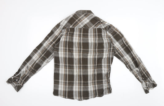 Urban Spirit Mens Brown Check   Button-Up Size S