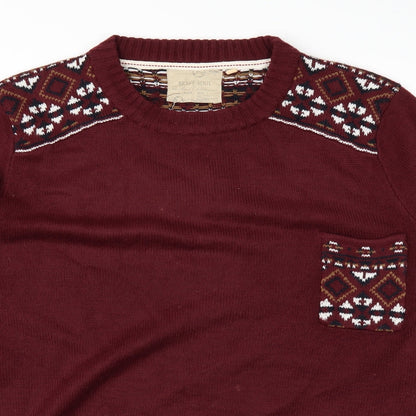 Brave Soul Mens Red   Pullover Jumper Size L