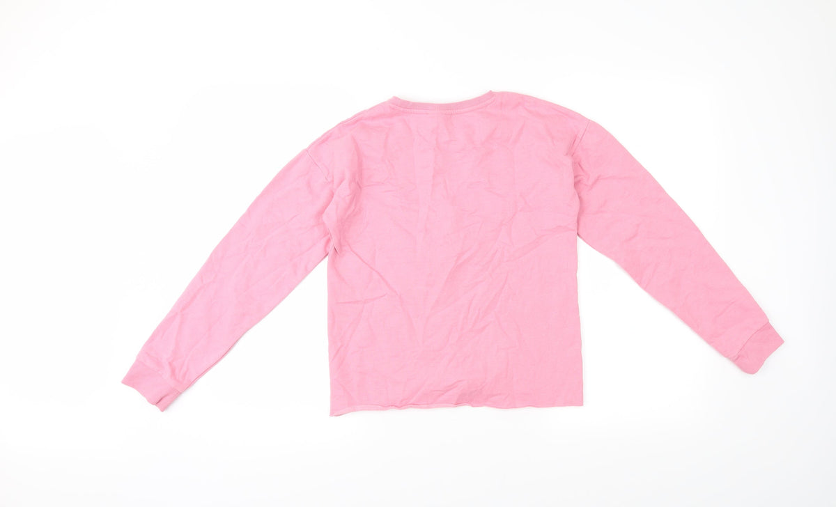 Matalan Girls Pink Houndstooth  Pullover Jumper Size 13 Years