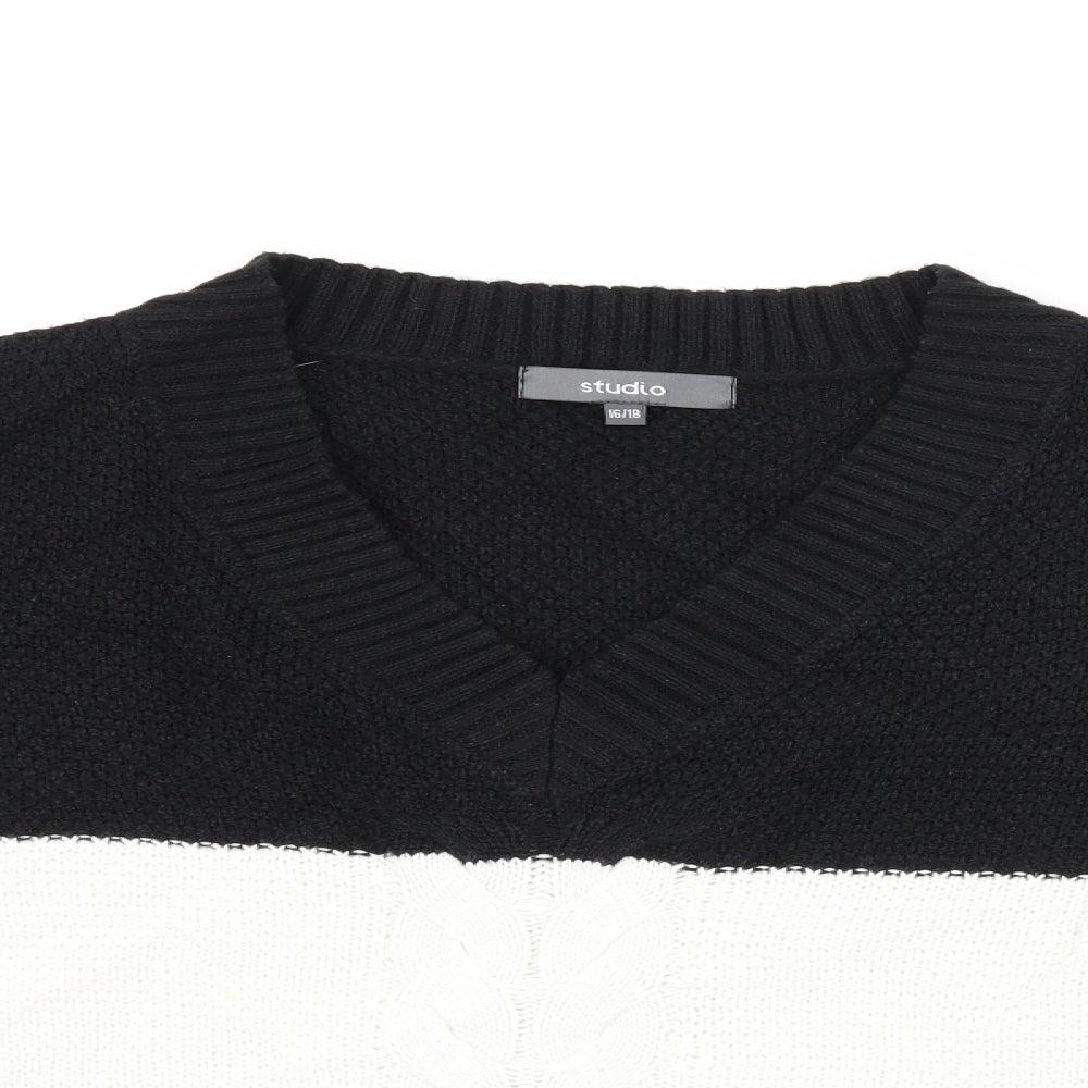 Studio Womens Grey Striped  Pullover Jumper Size 16