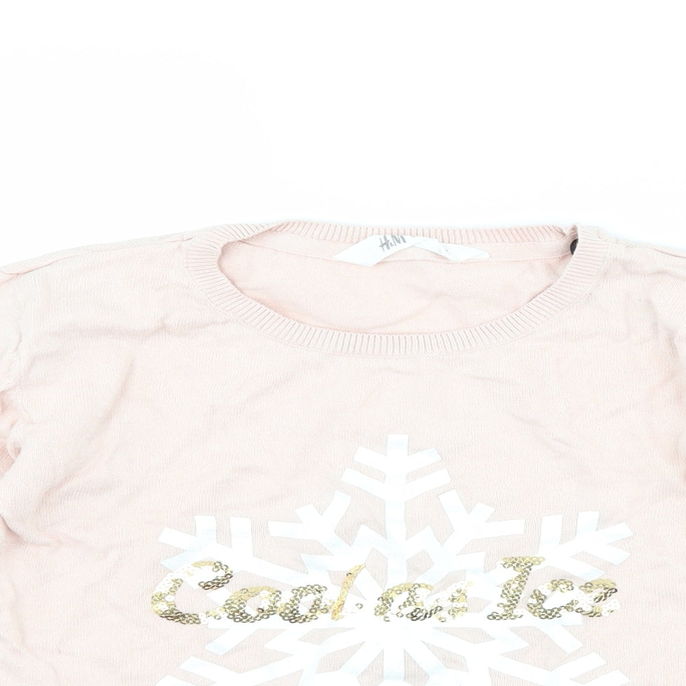 H&M Girls Pink   Pullover Jumper Size 13-14 Years  - Cool as Ice