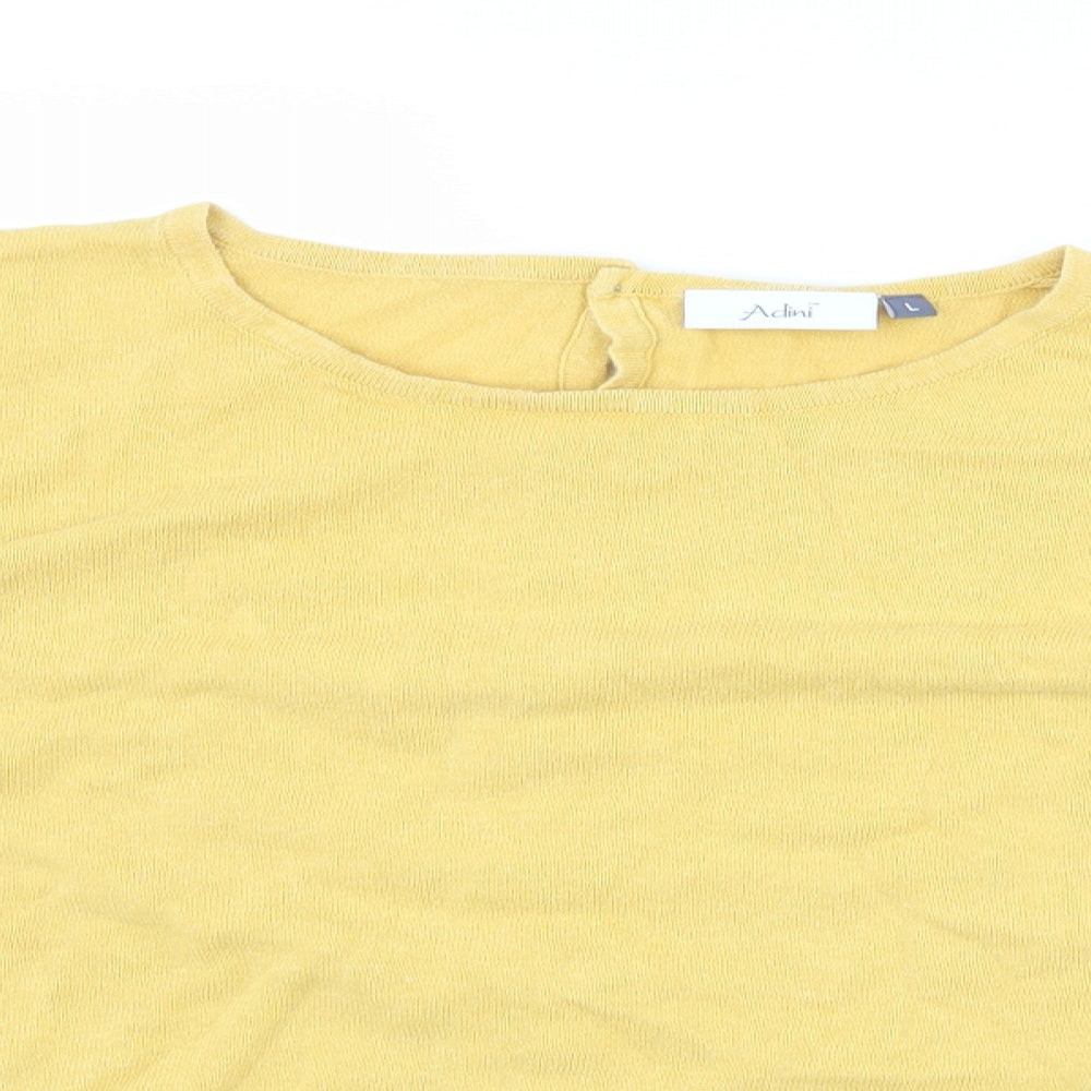 Womens UK Size L Adini Yellow Basic T-Shirt