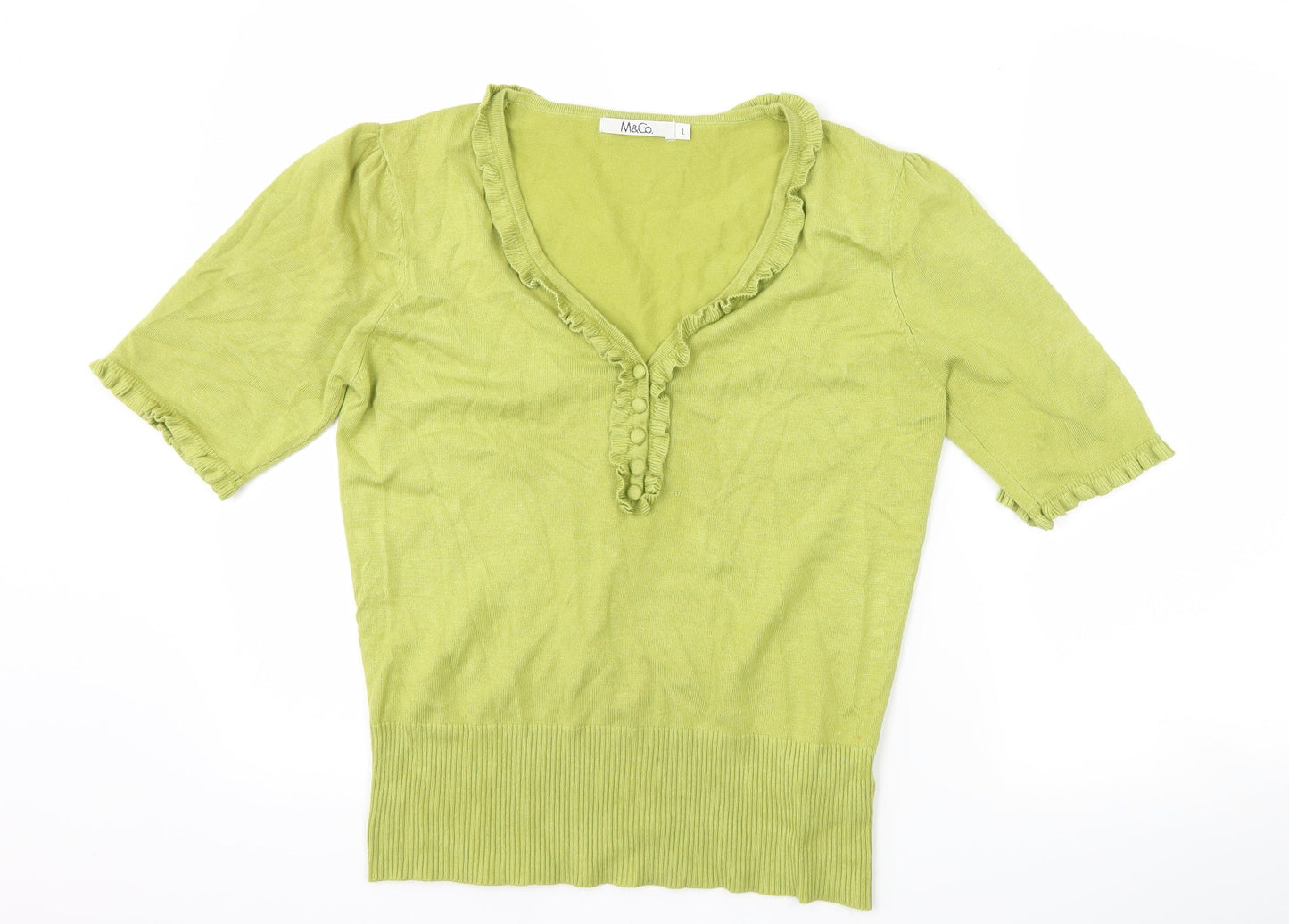 M&Co Womens Green   Basic T-Shirt Size L