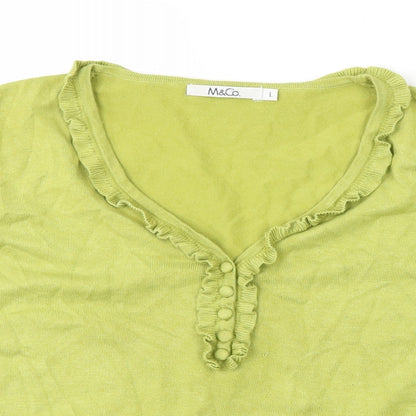 M&Co Womens Green   Basic T-Shirt Size L