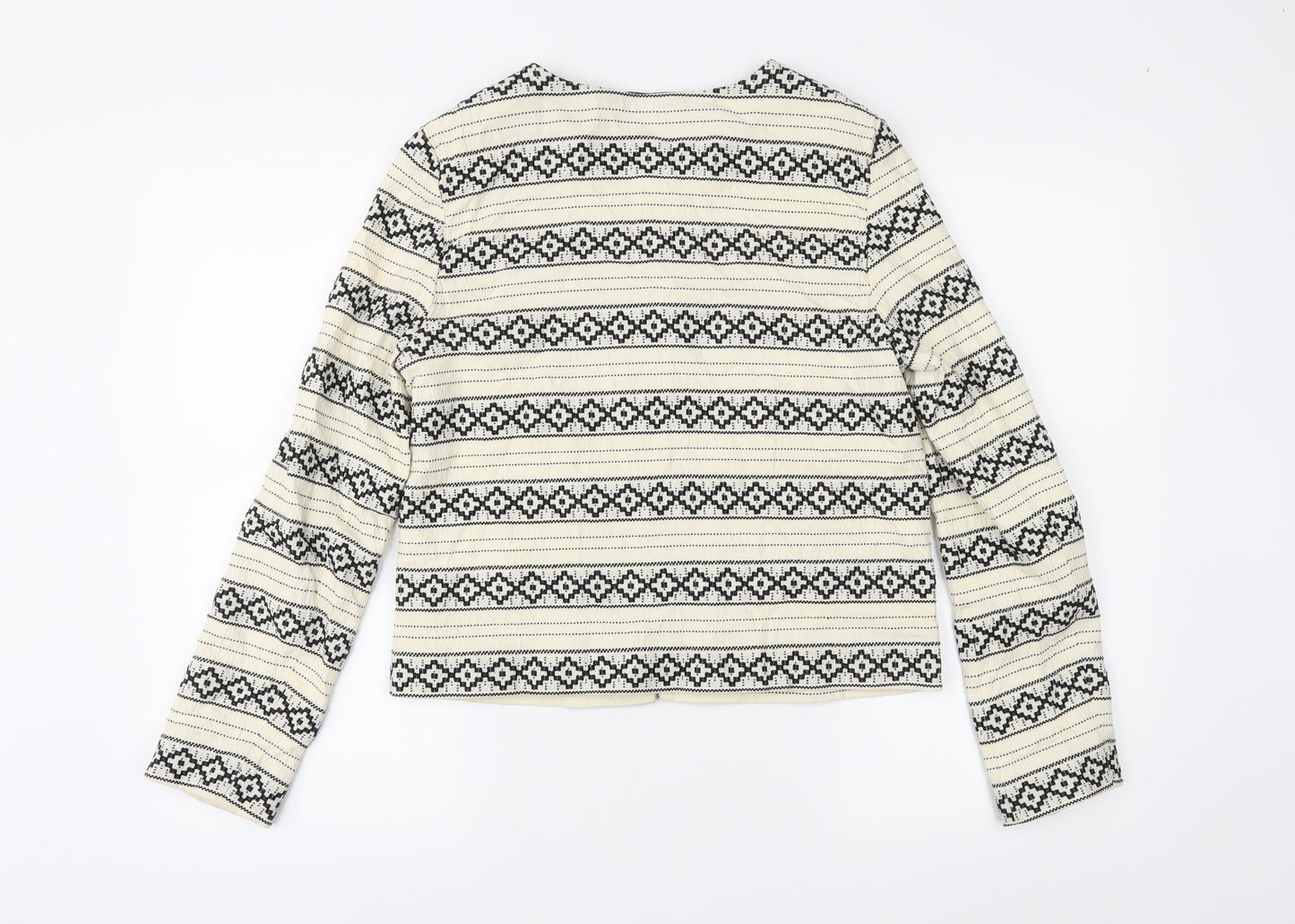 TU Womens Ivory Geometric  Jacket  Size 10