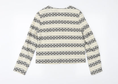 TU Womens Ivory Geometric  Jacket  Size 10