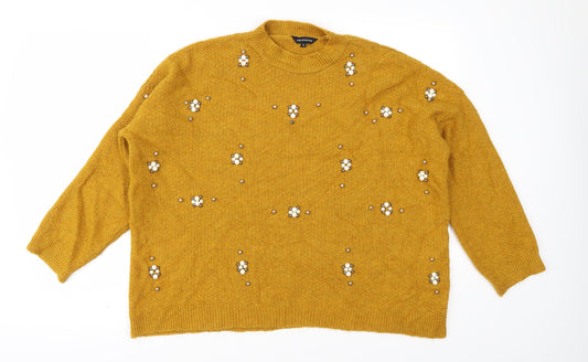 Peacocks Womens Yellow  Knit Pullover Jumper Size S