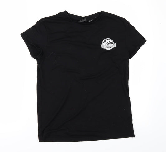 Primark Womens Black   Basic Polo Size 8  - Jurassic Park