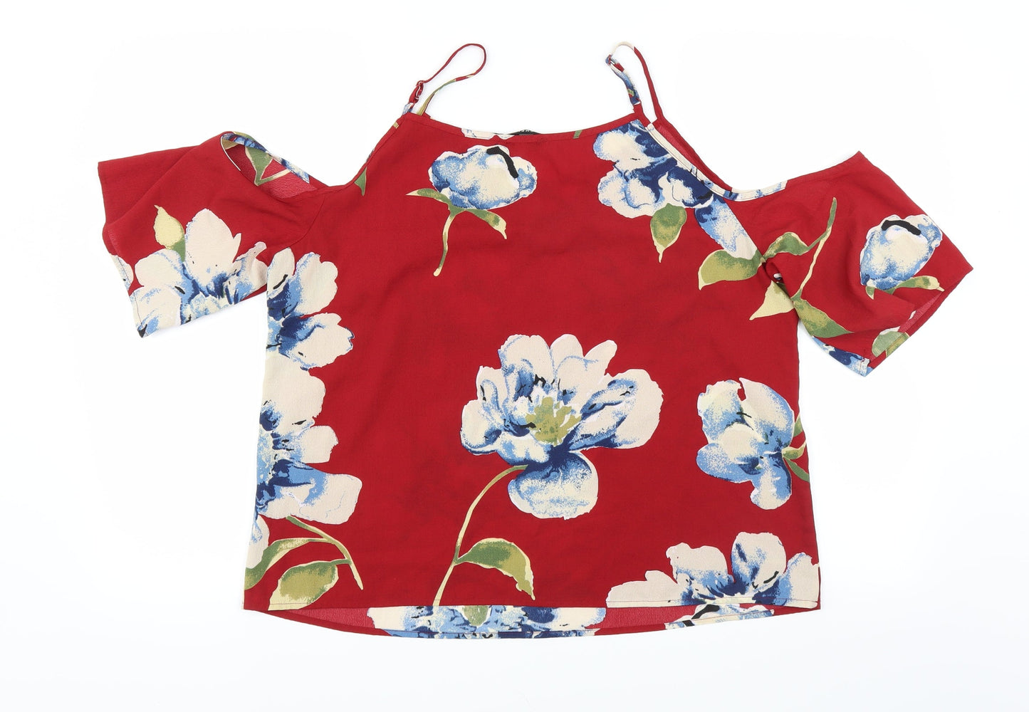 SheIn Womens Red Floral  Basic Blouse Size XL