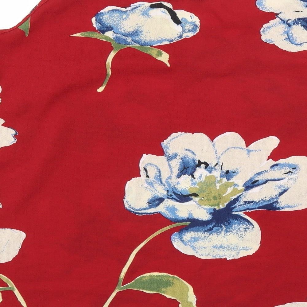 SheIn Womens Red Floral  Basic Blouse Size XL