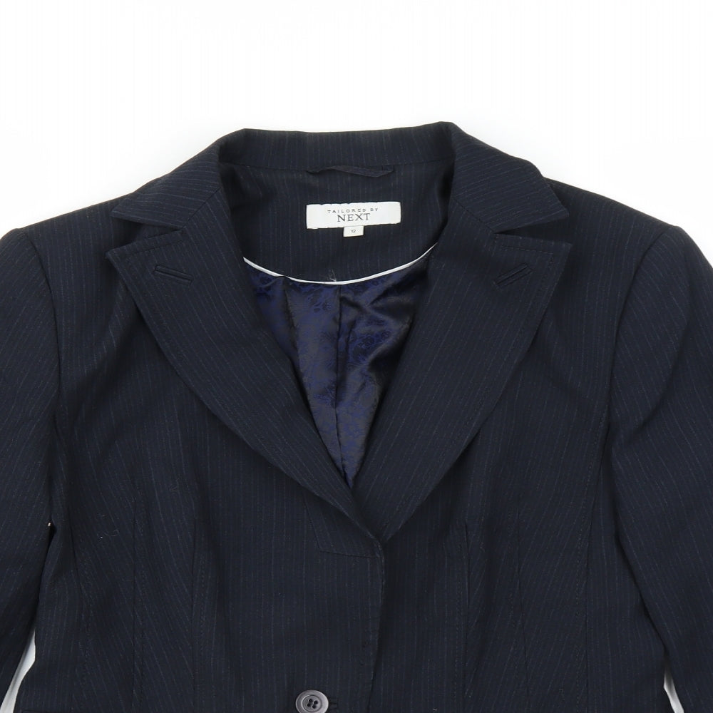 NEXT Womens Blue Striped  Jacket Suit Jacket Size 12