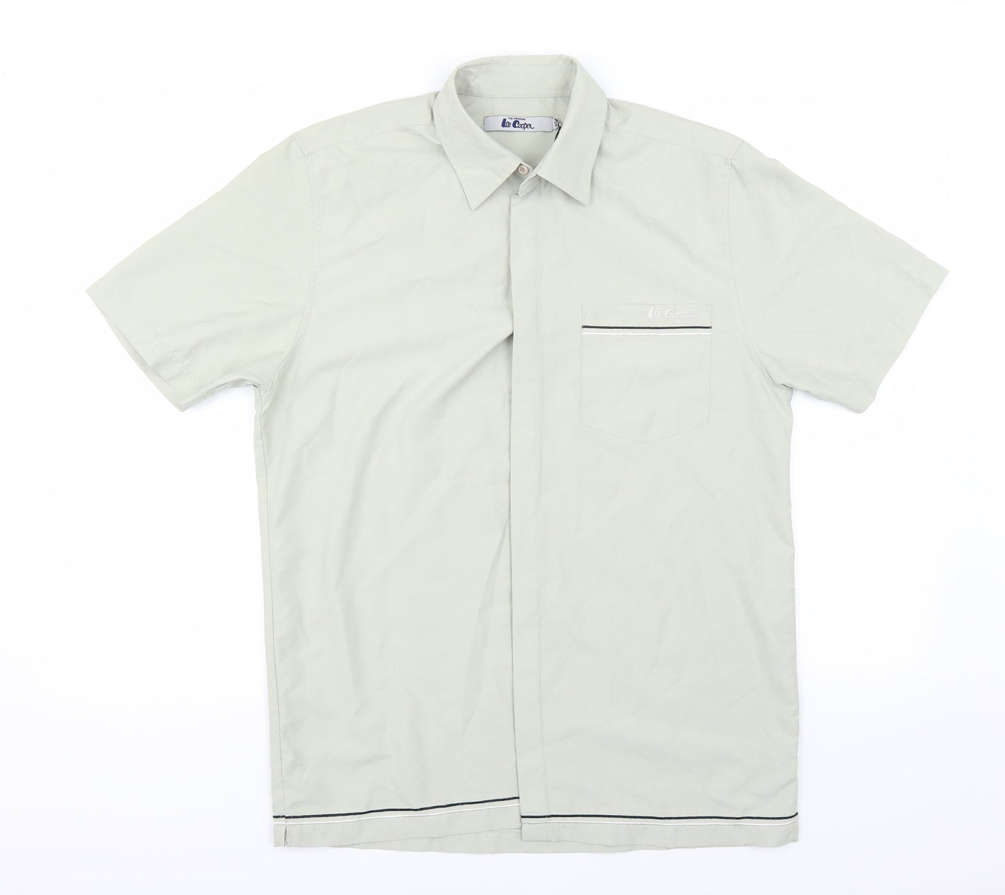 Mens UK Size S Lee Cooper Green  Button-Up Short Sleeve Casual Shirt