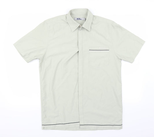 Mens UK Size S Lee Cooper Green  Button-Up Short Sleeve Casual Shirt