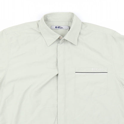 Mens UK Size S Lee Cooper Green  Button-Up Short Sleeve Casual Shirt