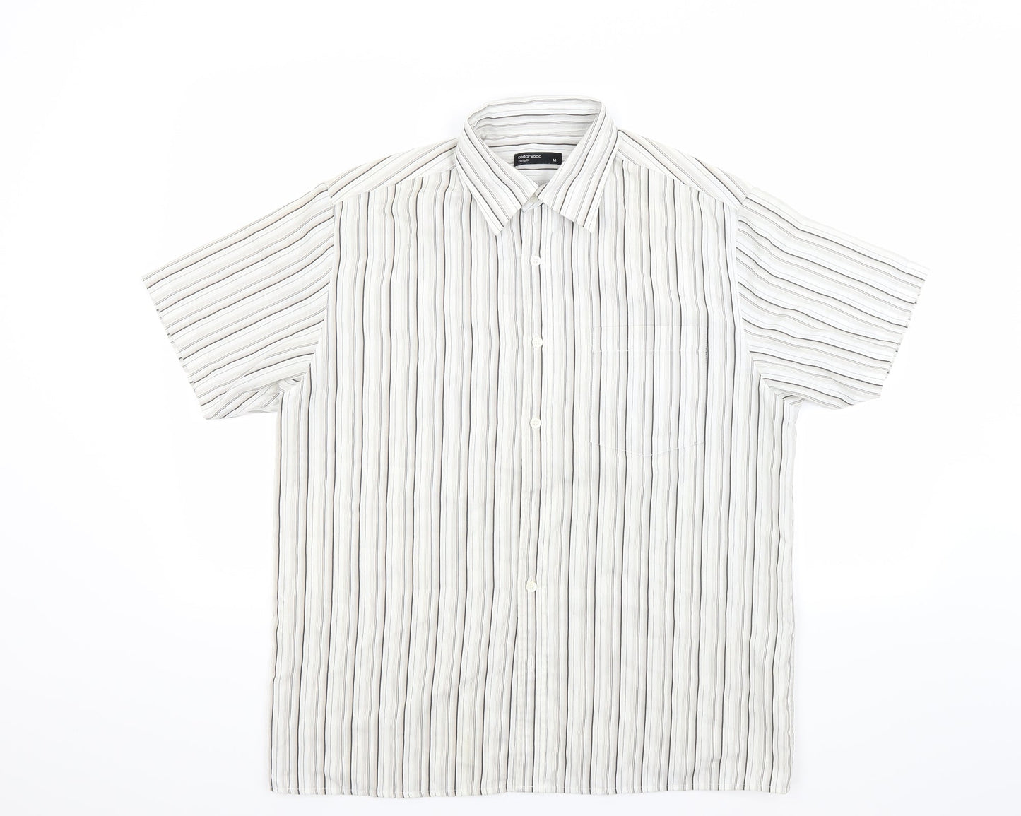 Mens UK Size M Ceader wood state White  Button-Up Short Sleeve Casual Shirt