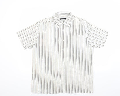 Mens UK Size M Ceader wood state White  Button-Up Short Sleeve Casual Shirt