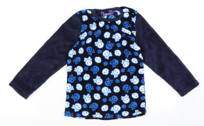 Snooze Time Boys Blue Geometric   Pyjama Top Size 7-8 Years  - Skull print