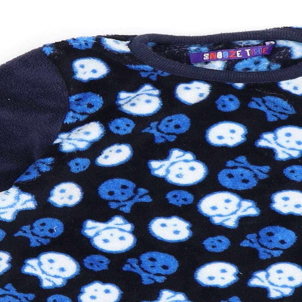 Snooze Time Boys Blue Geometric   Pyjama Top Size 7-8 Years  - Skull print