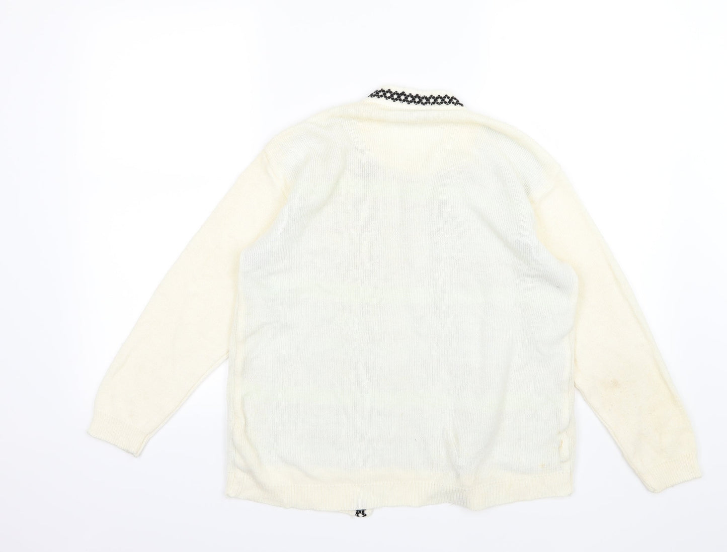 Envy Womens Ivory Argyle/Diamond Knit Pullover Jumper Size S  - top and cardigan in one