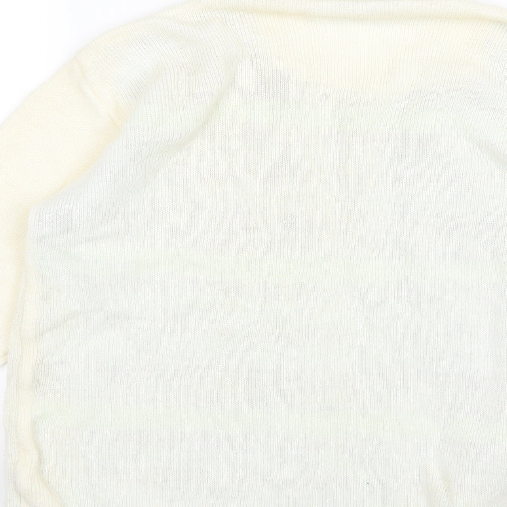 Envy Womens Ivory Argyle/Diamond Knit Pullover Jumper Size S  - top and cardigan in one