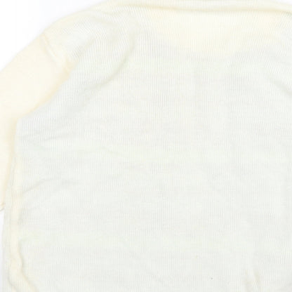 Envy Womens Ivory Argyle/Diamond Knit Pullover Jumper Size S  - top and cardigan in one
