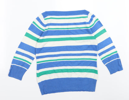 BHS Womens Blue Striped Knit Pullover Jumper Size 8