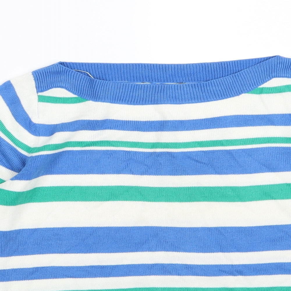BHS Womens Blue Striped Knit Pullover Jumper Size 8