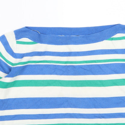 BHS Womens Blue Striped Knit Pullover Jumper Size 8