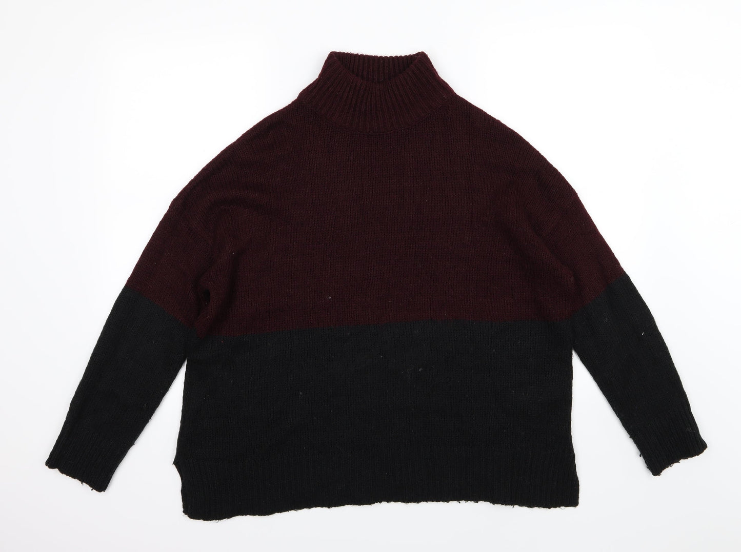 New Look Womens Black Striped Knit Pullover Jumper Size L