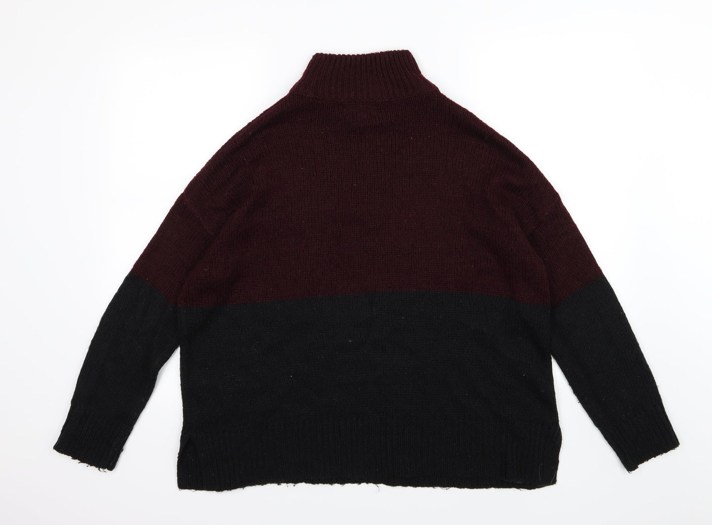 New Look Womens Black Striped Knit Pullover Jumper Size L