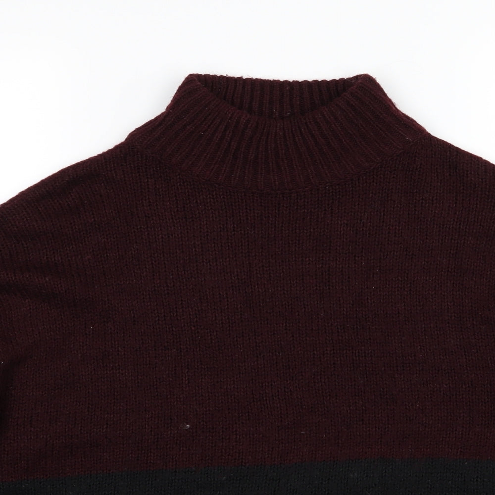 New Look Womens Black Striped Knit Pullover Jumper Size L