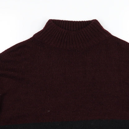 New Look Womens Black Striped Knit Pullover Jumper Size L