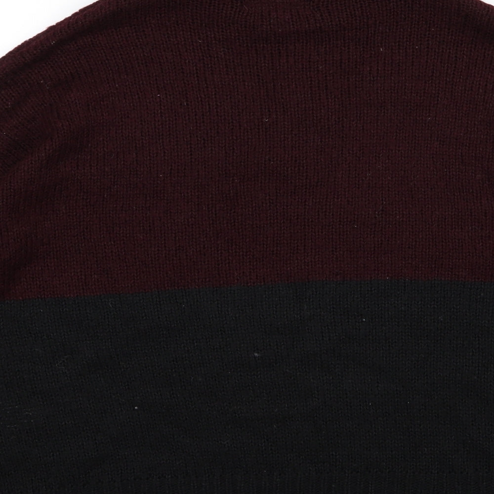 New Look Womens Black Striped Knit Pullover Jumper Size L