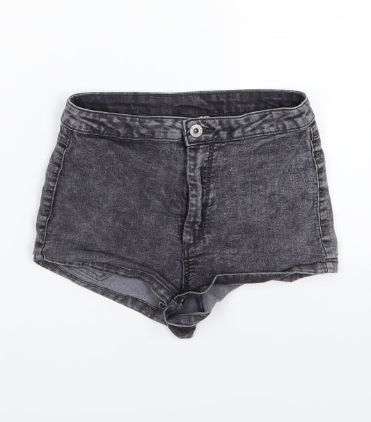 Divided by H&M Womens Grey  Denim Hot Pants Shorts Size 8