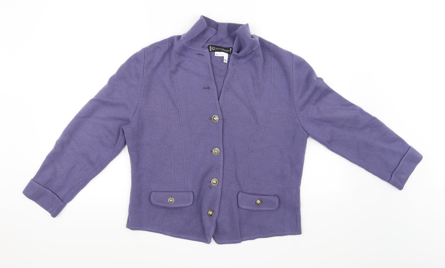 County Jersey Womens Purple   Cardigan Jumper Size 16