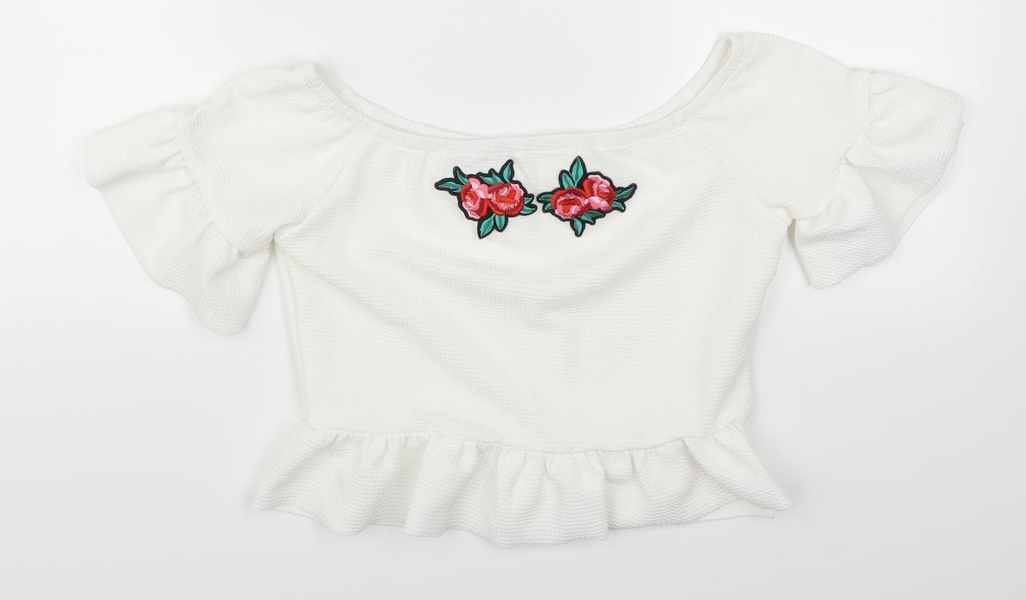 Womens UK Size S Preworn White Cropped Blouse