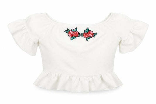 Womens UK Size S Preworn White Cropped Blouse