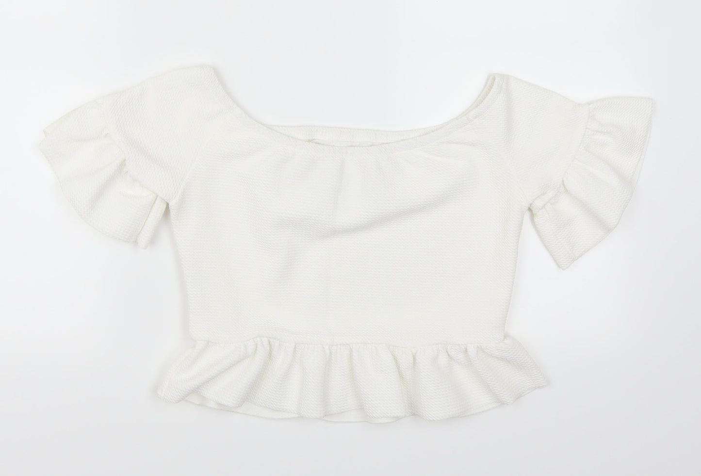 Womens UK Size S Preworn White Cropped Blouse
