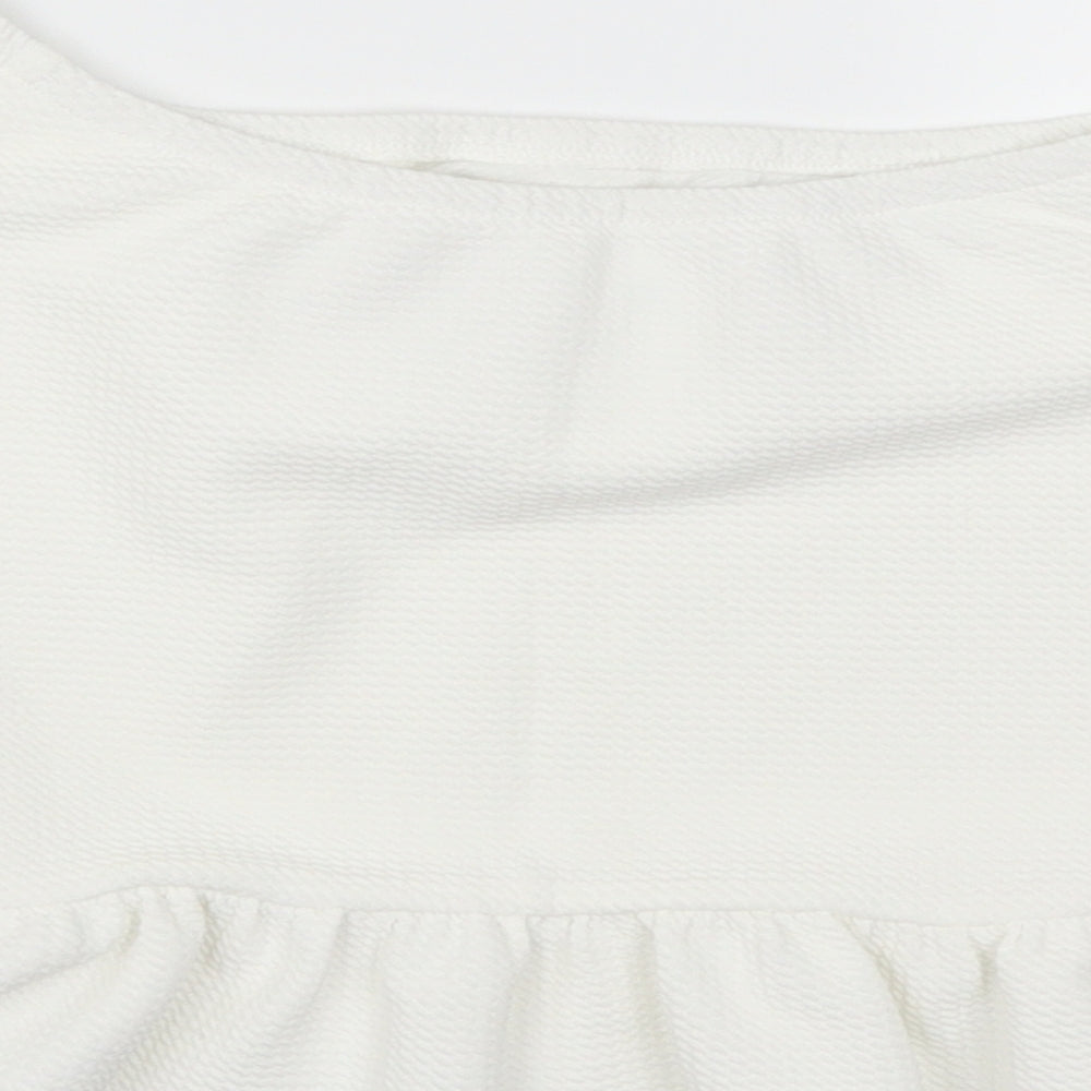 Womens UK Size S Preworn White Cropped Blouse