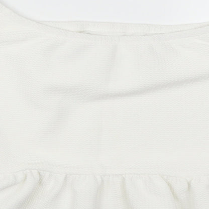 Womens UK Size S Preworn White Cropped Blouse