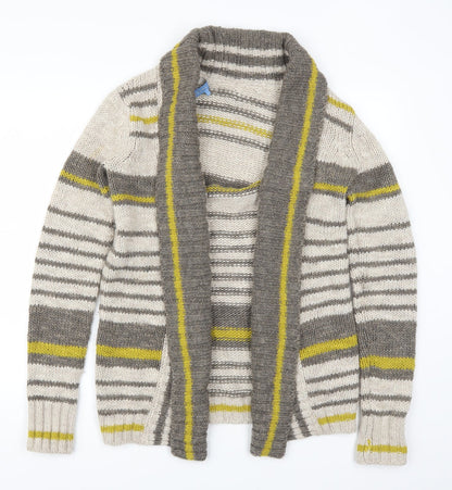 I Blues Club Womens Beige Striped  Cardigan Jumper Size S  - Yellow