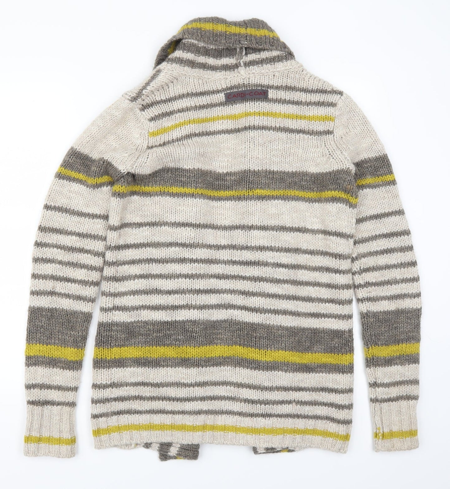 I Blues Club Womens Beige Striped  Cardigan Jumper Size S  - Yellow