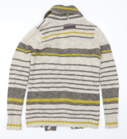 I Blues Club Womens Beige Striped  Cardigan Jumper Size S  - Yellow