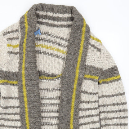 I Blues Club Womens Beige Striped  Cardigan Jumper Size S  - Yellow