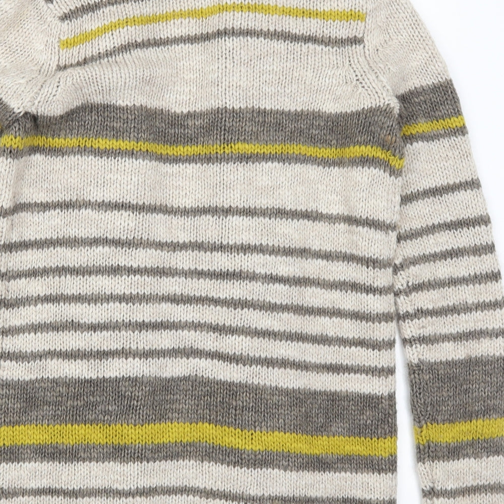 I Blues Club Womens Beige Striped  Cardigan Jumper Size S  - Yellow